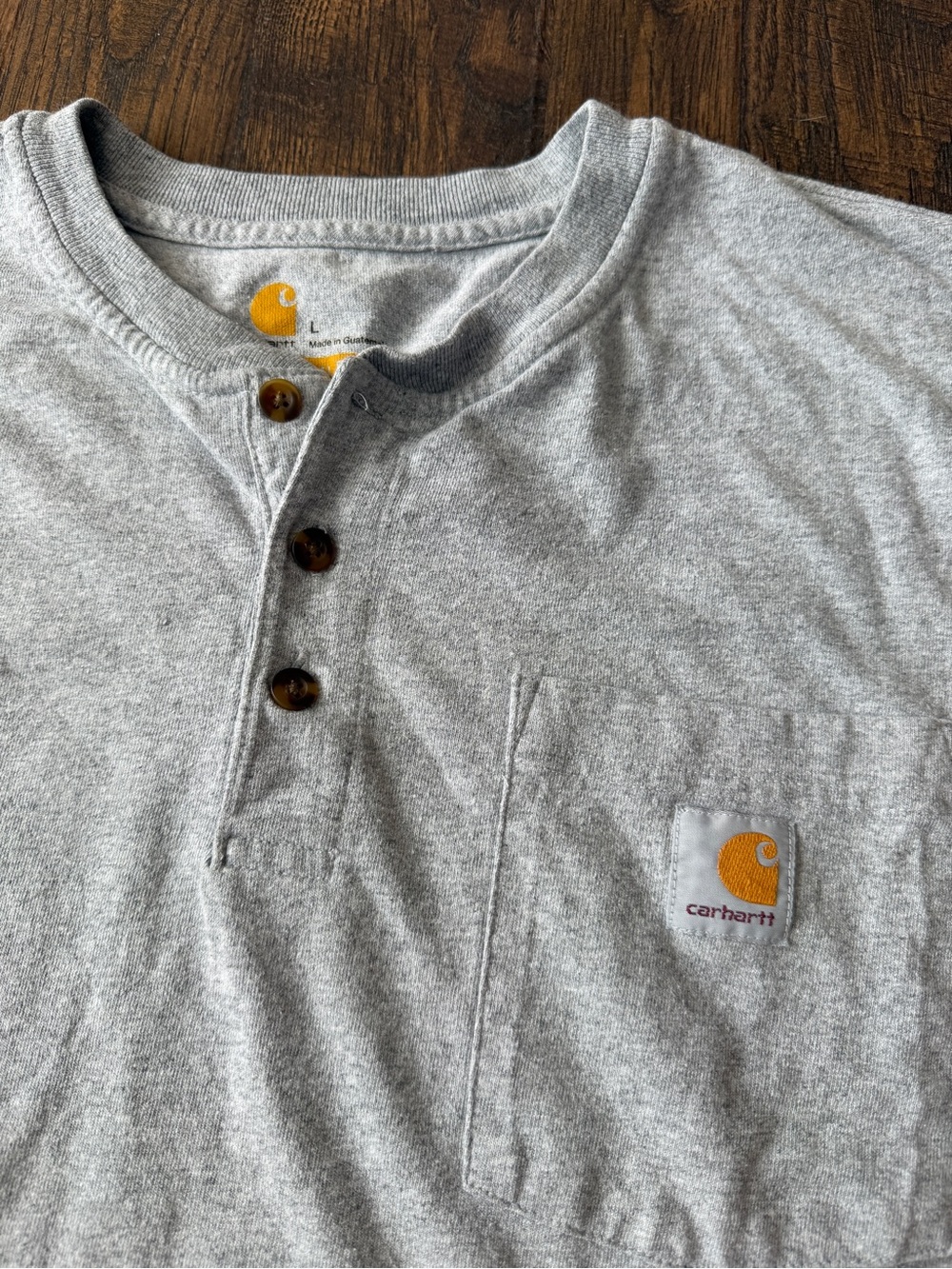Carhartt Men's Gray Henley Pocket Shirt